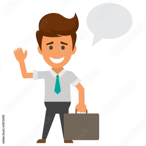 
A businessman with documents case, flat icon image
