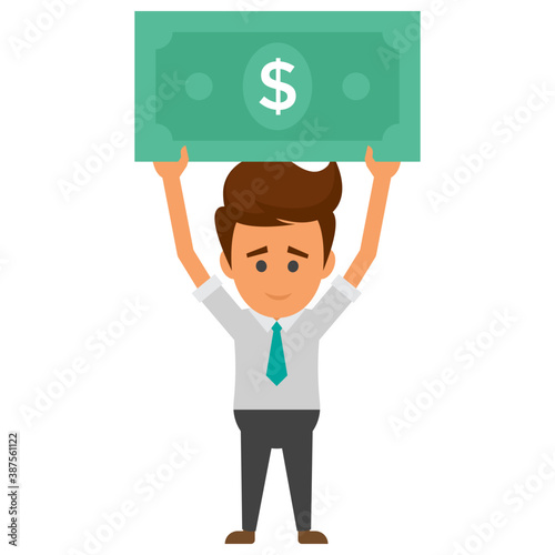 
A business person with banknote symbolising investor
