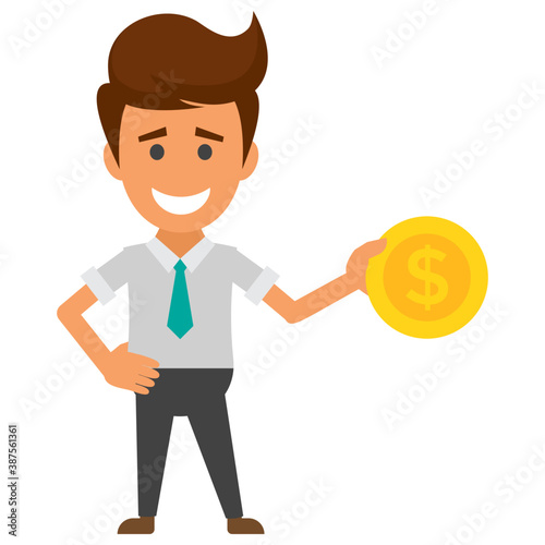 
A business person with money coin symbolising investor
