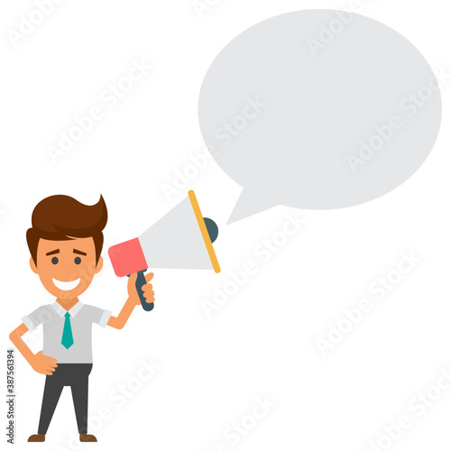
Businessman is thinking about something with thinking bubble 
