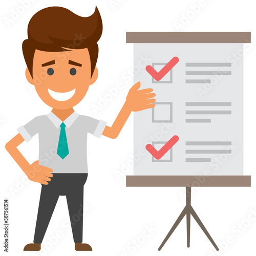 
A businessman with documents case, flat icon image
