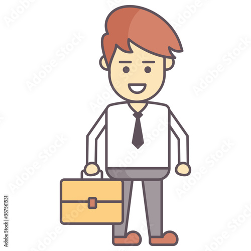 
A young man holding briefcase and going to office 
