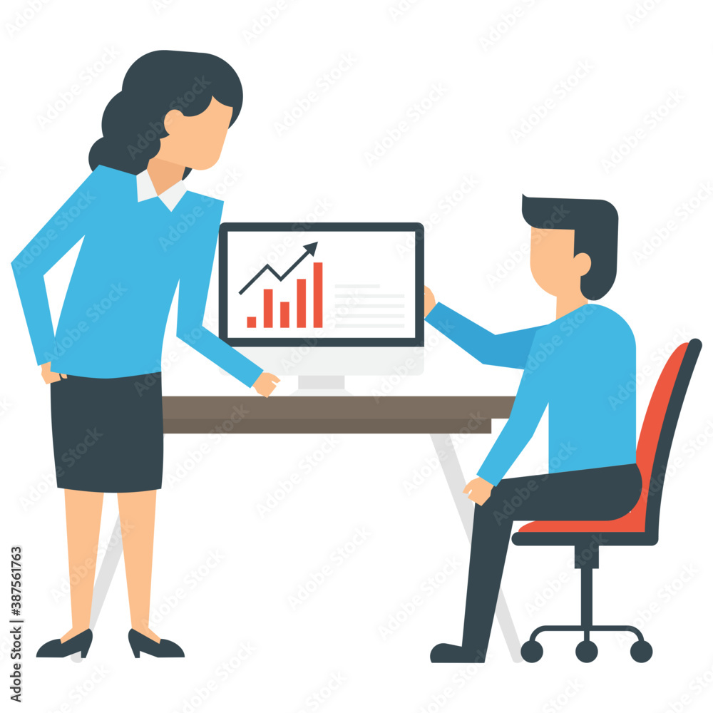 Two office persons sitting on a table near projector planning goals
Two office persons sitting on a table near projector planning goals