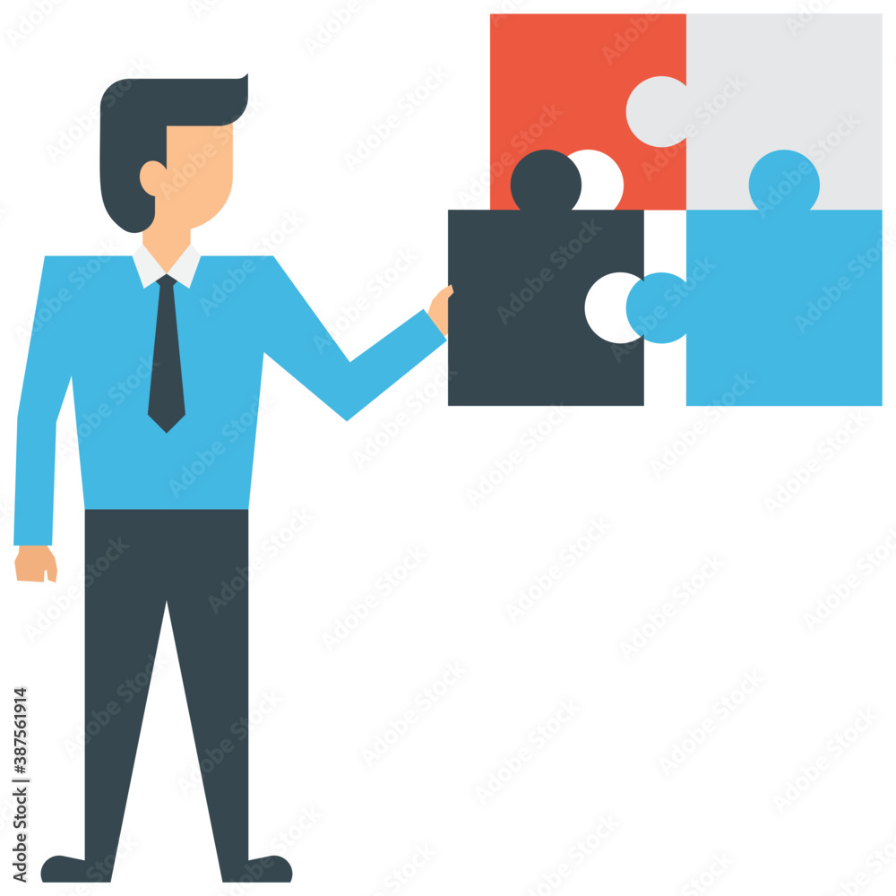 Amazing pictorial depiction of management skills has been done in an icon where male office character is solving puzzle
Amazing pictorial depiction of management skills has been done in an icon where male office character is solving puzzle