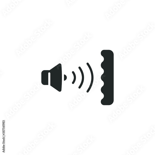 Soundproofing icon. sound insulation and heading for door. soundproof layer. Noise absorbing. Solid or glyph pictogram. Vector illustration. Design on white background. EPS 10