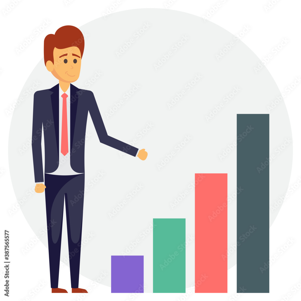 
A person with bar graph representing business analyst
