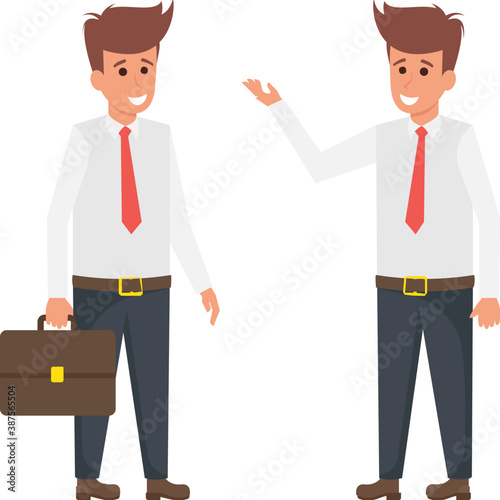 
A businessman with documents case, illustration image

