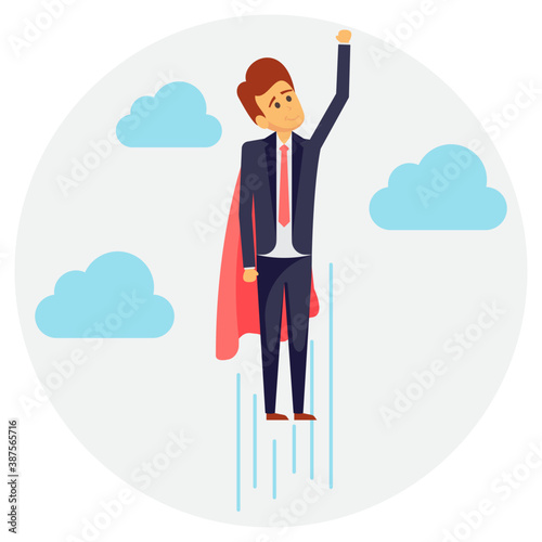 
Businessman holding his portfolio career growth conceptual icon
