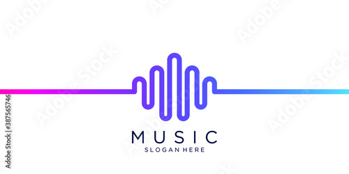 Music player element. logo template electronic music, equalizer, store, dj, nightclub, disco. audio wave logo concept, multimedia technology themed, abstract shape