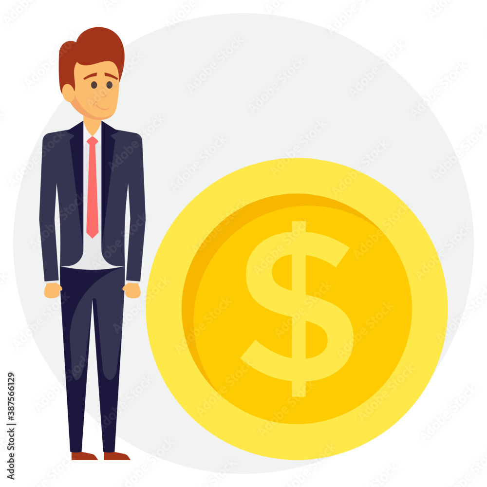 Human avatar of an office employee with a big dollar coin in hands giving concept of a profitable employee
Human avatar of an office employee with a big dollar coin in hands giving concept of a profitable employee