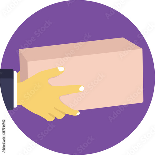 
Hand guarding a package to symbolize safely delivered 
