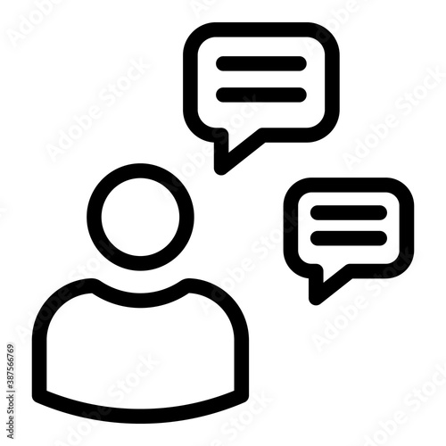 Computer chat request icon. Outline computer chat request vector icon for web design isolated on white background