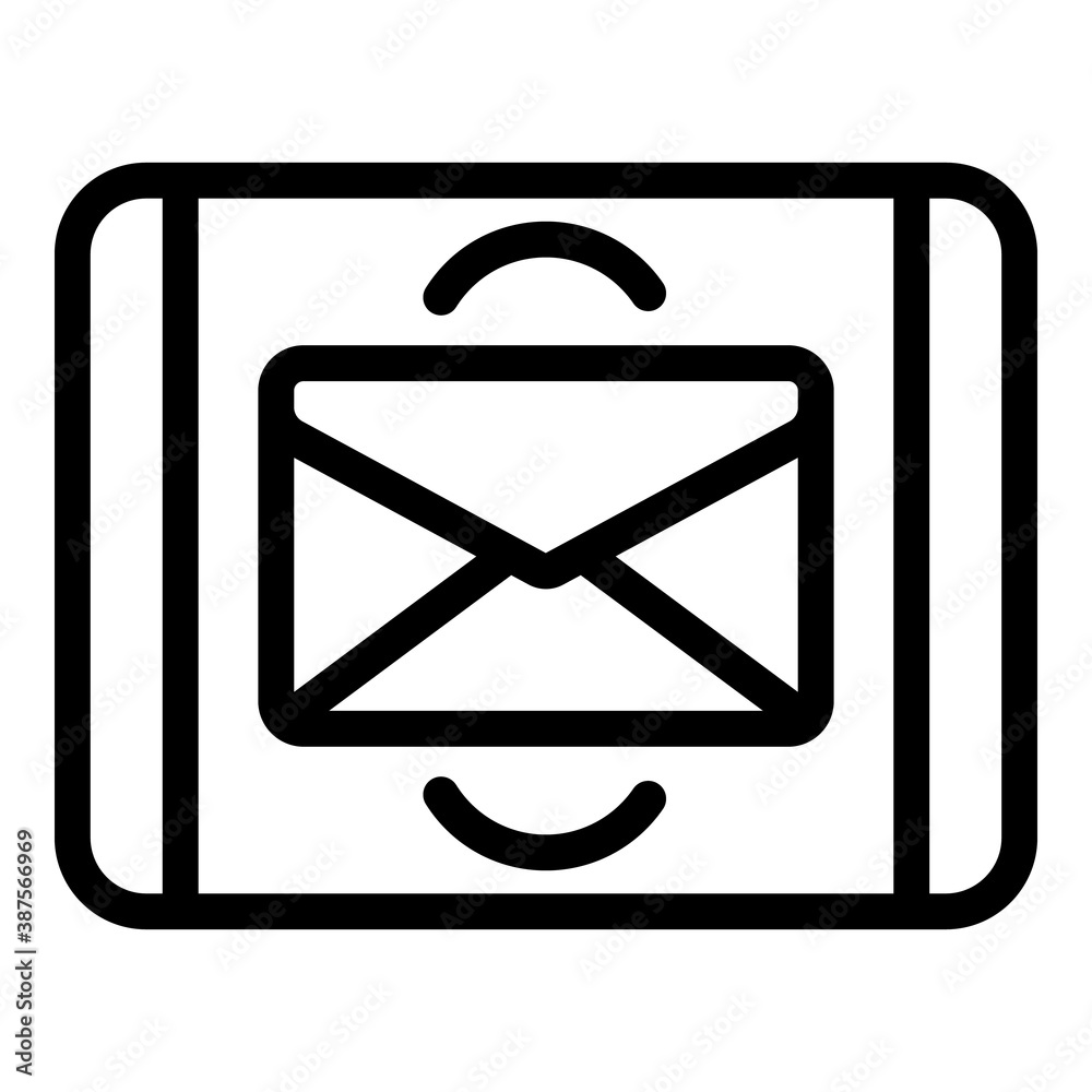 Tablet mail request icon. Outline tablet mail request vector icon for web design isolated on white background Tablet mail request icon. Outline tablet mail request vector icon for web design isolated on white background