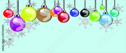 Christmas Balls Background Isolated From Blue Background