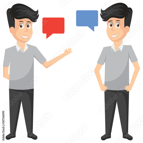 
Two executive people having one to one conversation showing business dialogue.

