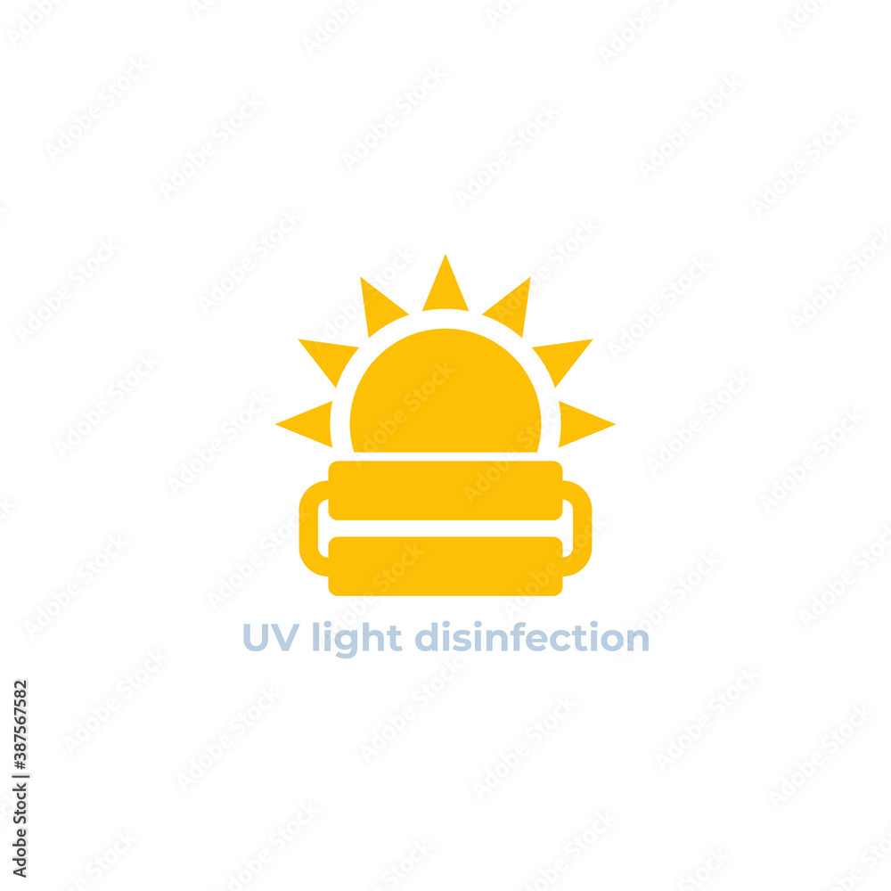 Fototapeta premium UV light disinfection icon on white