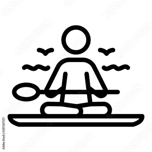 Long sup surfing icon. Outline long sup surfing vector icon for web design isolated on white background