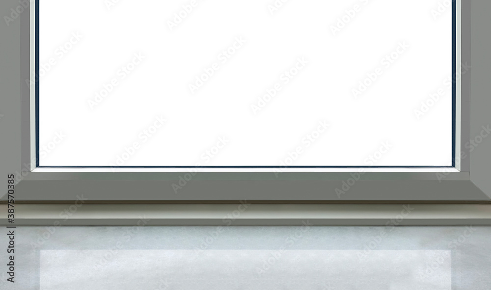 Front view window sill on isolated white bacground