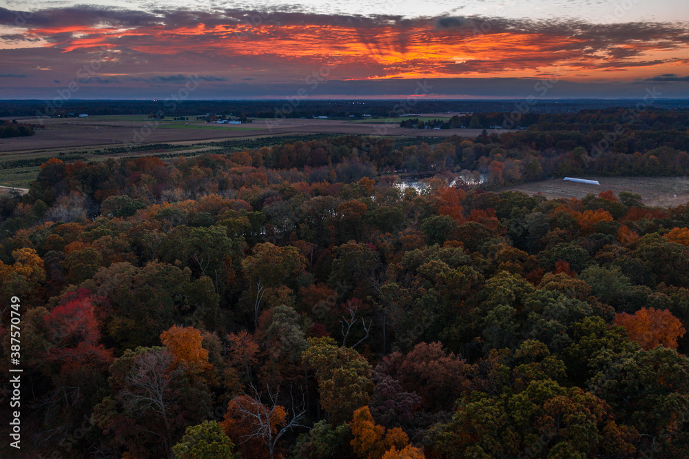 Aerial Drone of Plainsboro Princeton Foliage Sunset Aerial Drone of Plainsboro Princeton Foliage Sunset
