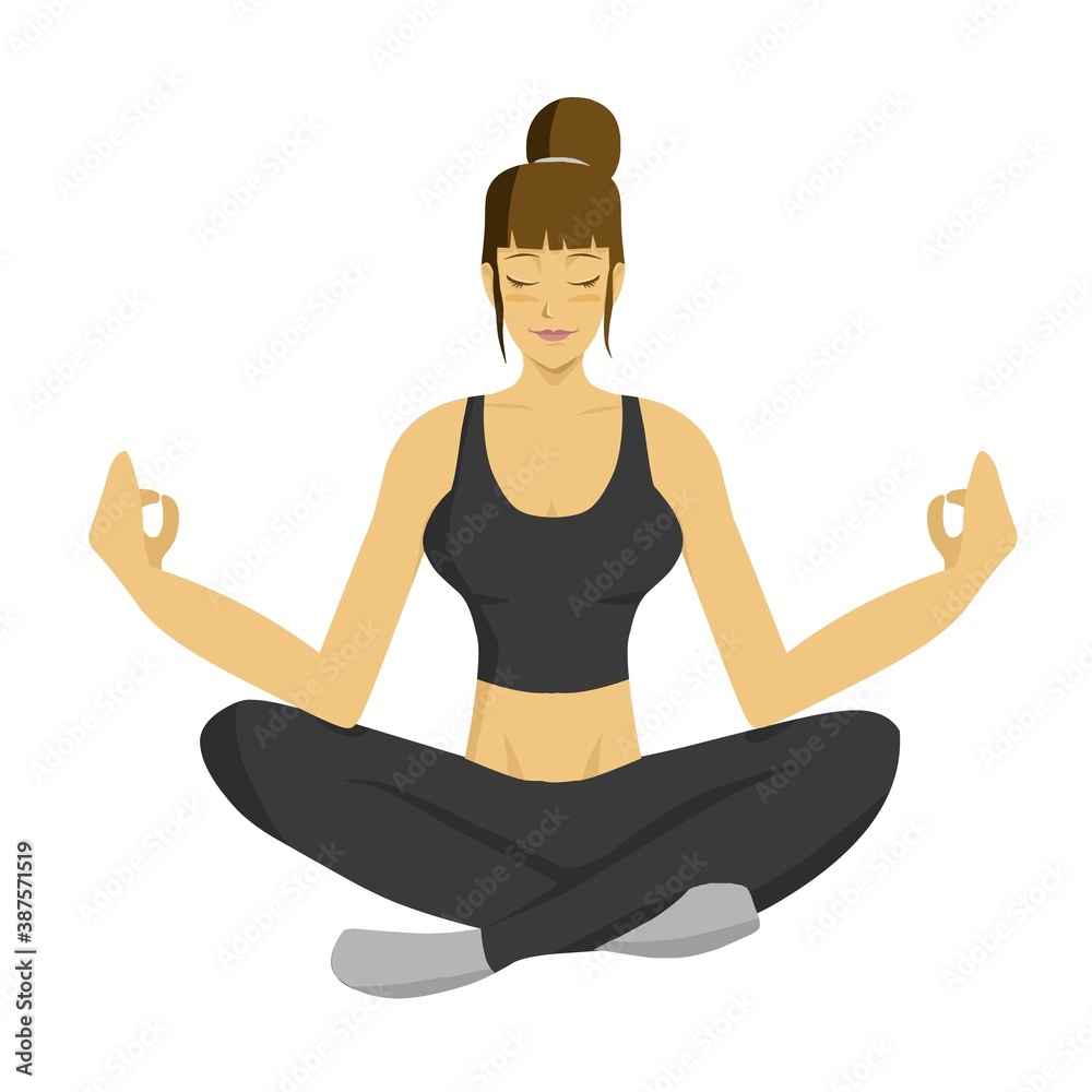 illustration of a beautiful young woman doing yoga clipart