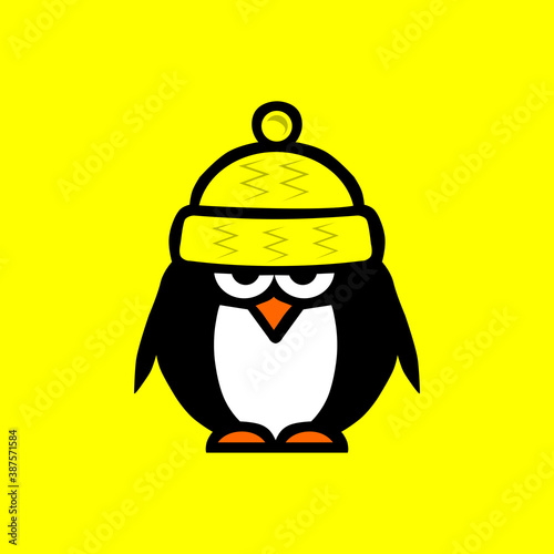 Penguin vector design on yellow background