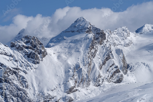 Panorama of the Ortler Group in the Italian Alps