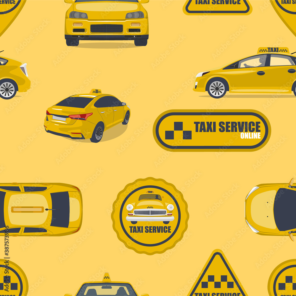 Seamless pattern on the theme of taxi. Yellow pattern. Seamless pattern on the theme of taxi. Yellow pattern.
