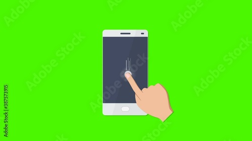 Hand touchscreen icon set animation with green screen background. Touch , click, swipe on screen device, smarphone display. 4K video.