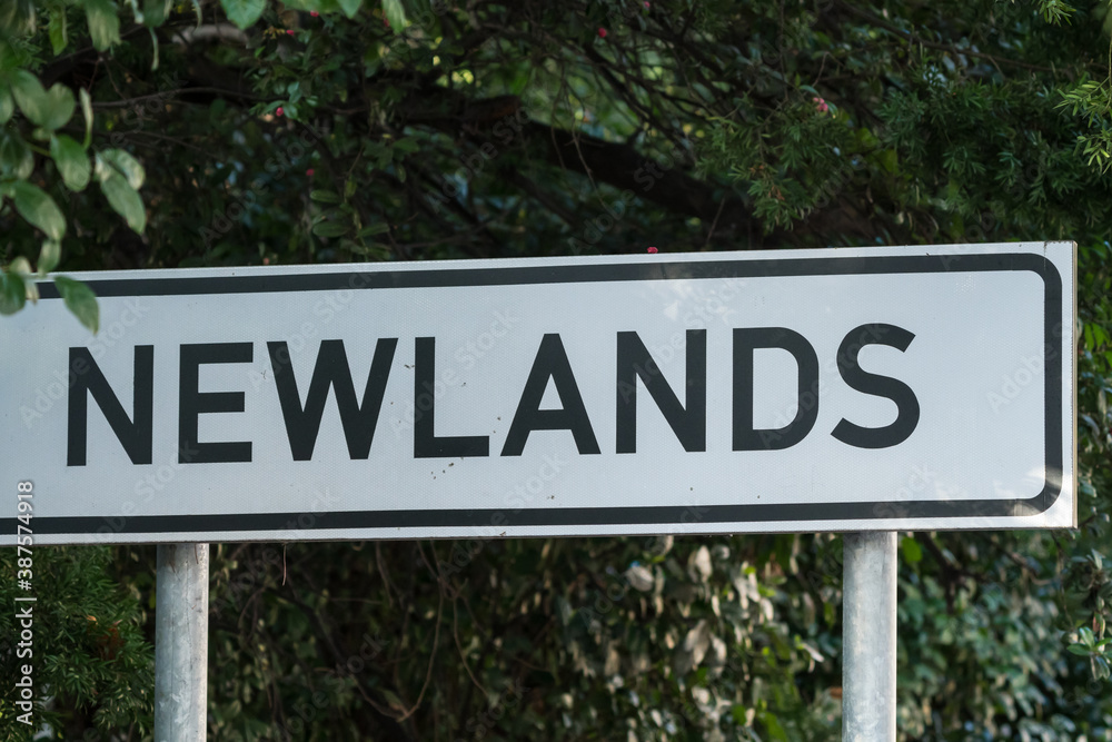 Newlands name of suburb sign in Cape Town, South Africa Newlands name of suburb sign in Cape Town, South Africa