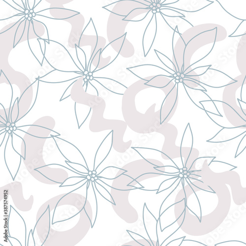 Abstract winter floral botanical seamless pattern