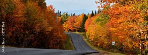 The Trois-Salmon lake road in autumn, Saint-Damase