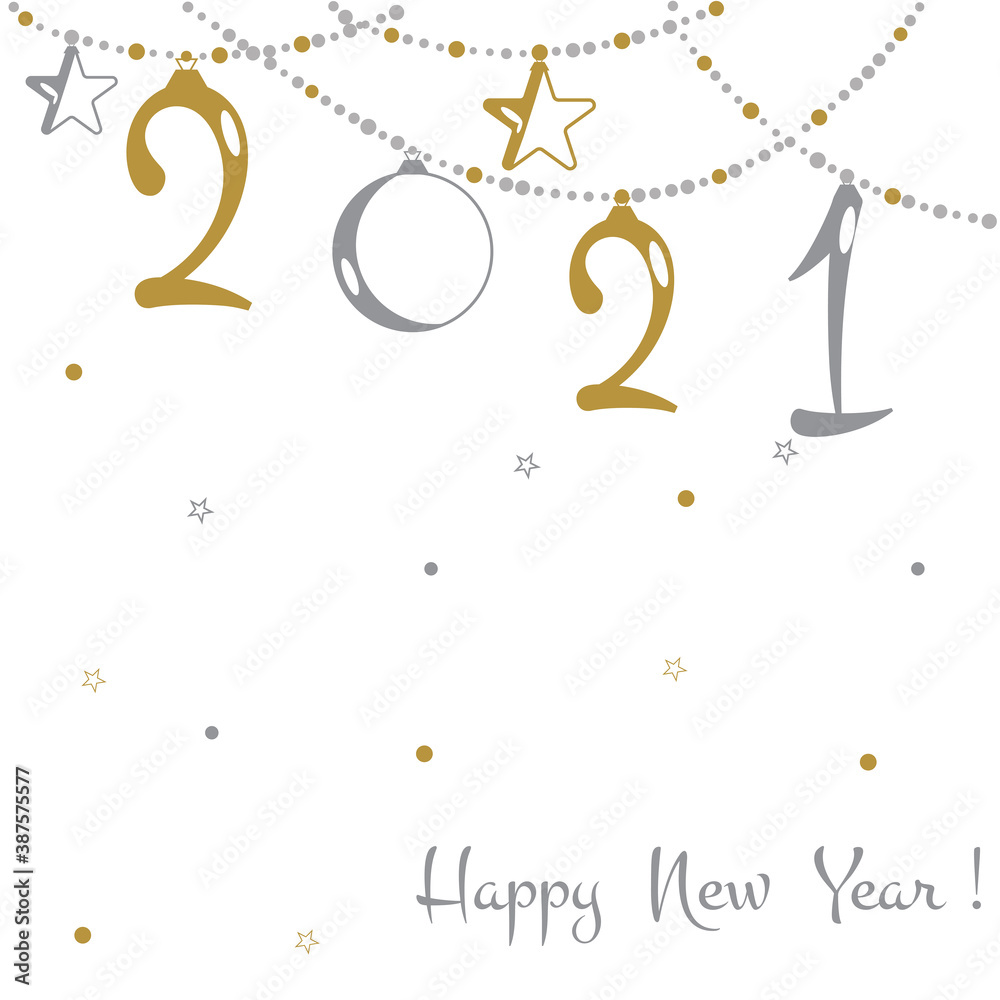 Fototapeta premium Abstract background with Christmas balls 2021. It can be used as a invitation, poster, postcard, New Year, Christmas. Vector illustration.