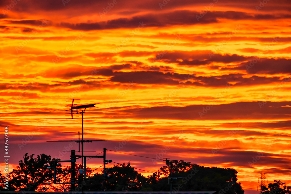 【夕日イメージ】夕日に照らされた空 【夕日イメージ】夕日に照らされた空