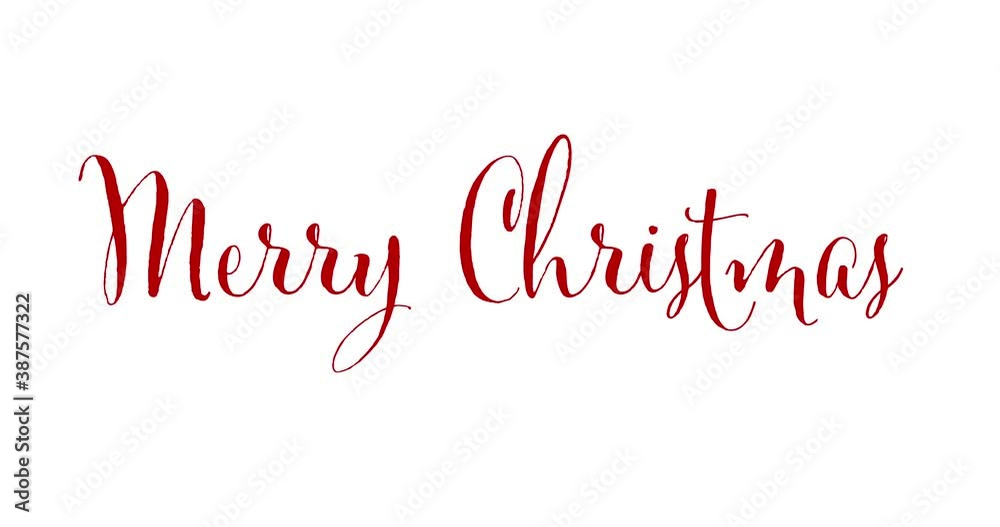 Animated Red Merry Christmas Writing on a White Background