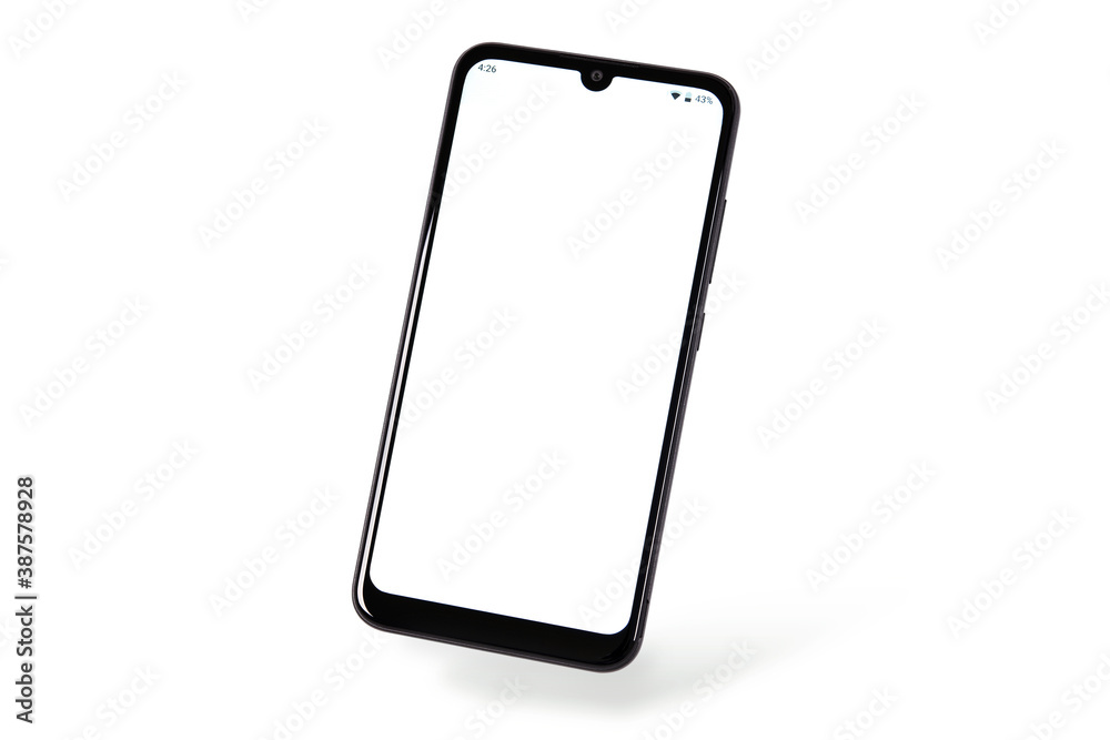 New modern black frameless smartphone mockup with blank white screen Isolated on a white background (high details).p New modern black frameless smartphone mockup with blank white screen Isolated on a white background (high details).p