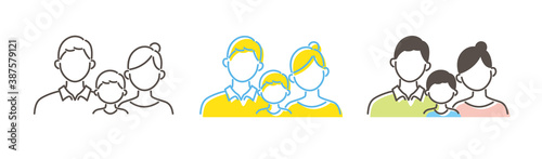 パパとママと子供の家族のイラスト