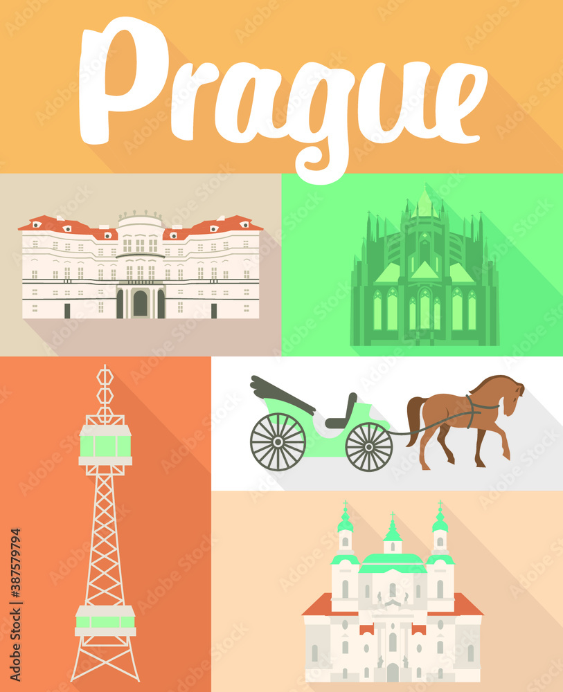 Simple Prague City Travel Icons set And Elements 