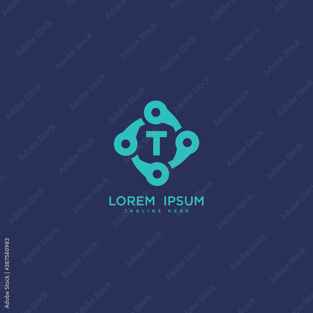 Premium letter T logo icon vector design. technology dot connect frame ...