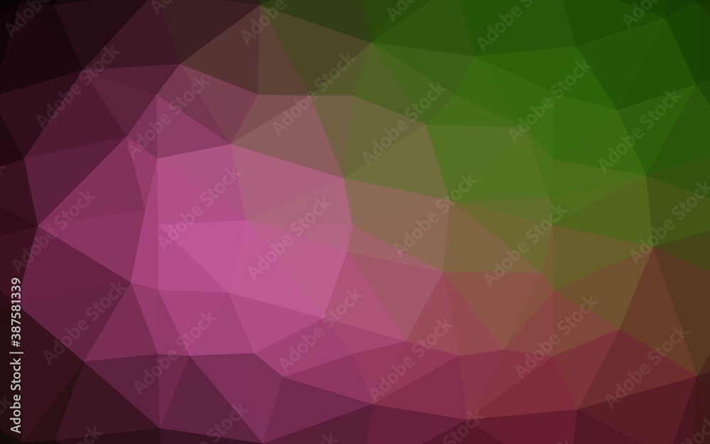 Dark Pink, Green vector abstract polygonal layout.