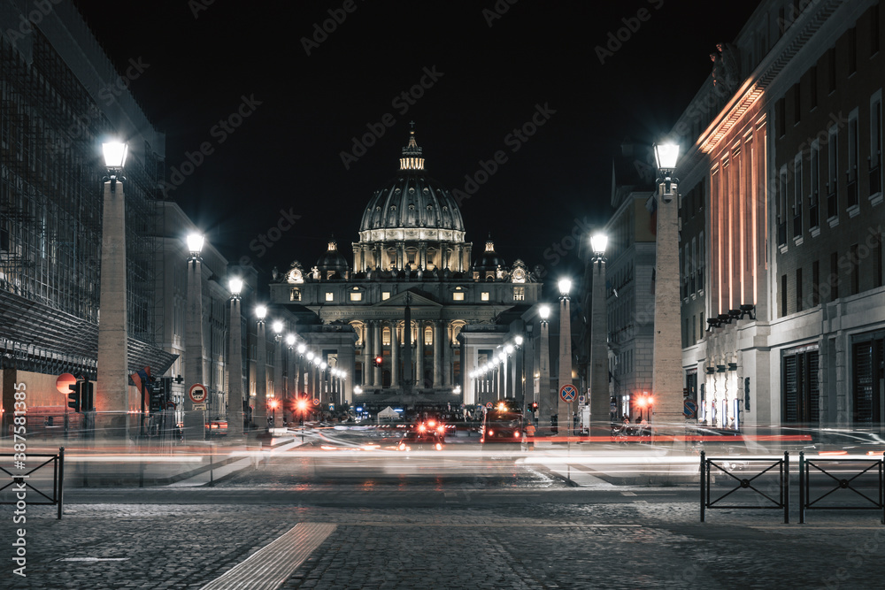 Vatican City and Saint Peter's at night