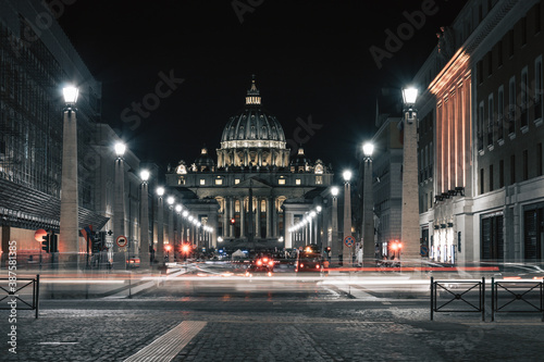 Vatican City and Saint Peter's at night © GuidoIommarini Stock
