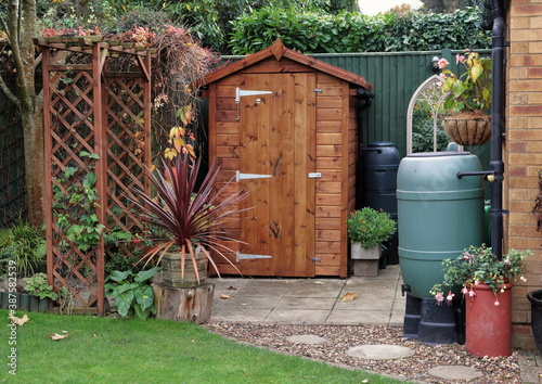 Fotografia Garden Shed with water Butts
