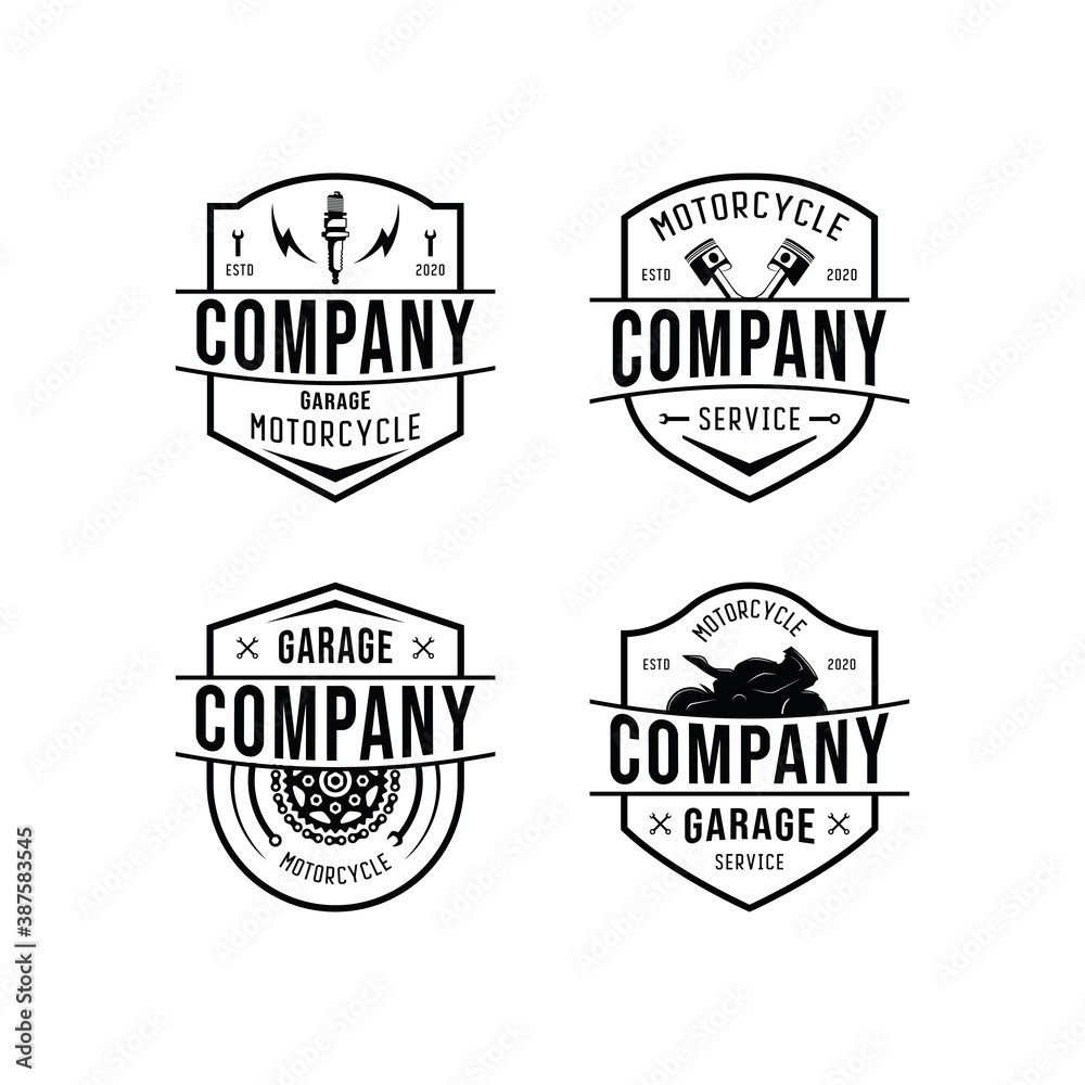 Emblem Garage Motorcycle Custom  Company Logo Design