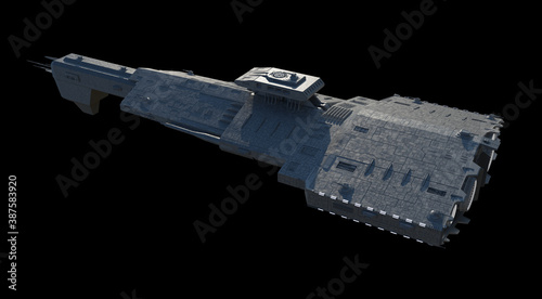 Light Spaceship Battle Cruiser - Top Left View, 3d digitally rendered science fiction illustration
