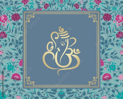 Ganesha, traditional Hindu wedding card, royal Rajasthan, India	