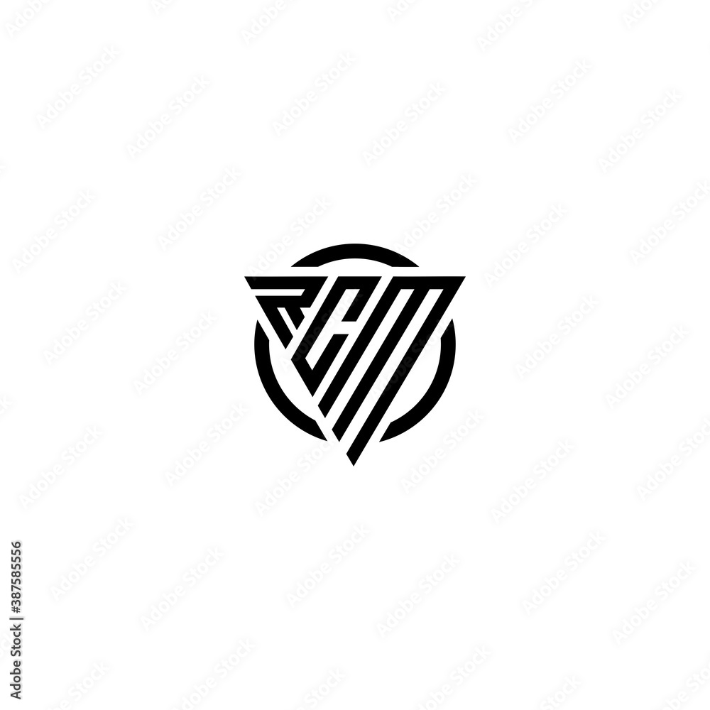 Initial letter RCM triangle monogram clean modern simple strong logo Initial letter RCM triangle monogram clean modern simple strong logo