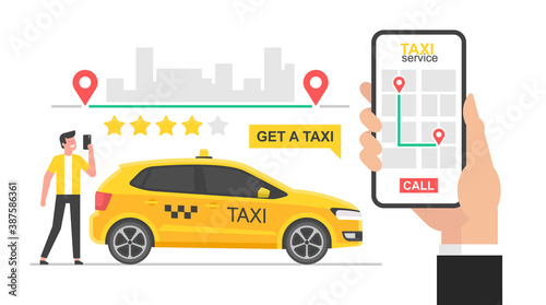 Print op canvas Online taxi concept