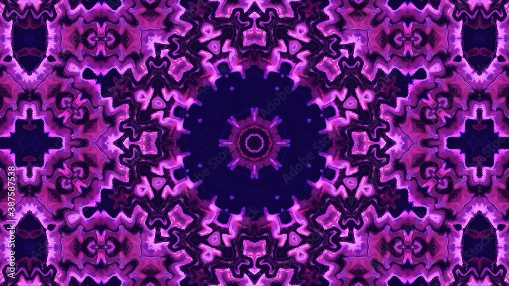 Fantasy kaleidoscope background ornament with concentric purple violet elements