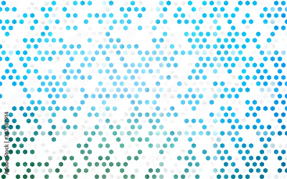 Light Blue, Green vector cover with set of hexagons. Light Blue, Green vector cover with set of hexagons.
