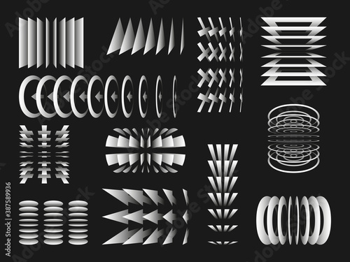Geometric shapes. Flipped images shapes. Memphis design. Collection trendy vector geometric shapes. Vector illustration